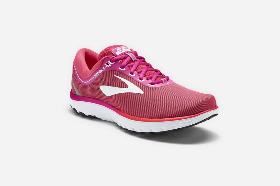 Brooks Running Shoes - Pureflow 7 Road Womens - Pink/White - SIP-819532